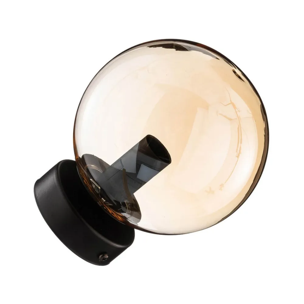 EMIBIG LIGHTING Væglamper|Væglamper > Væglampe Glassy, sort, ravfarvet, glas, E14, Ø 14 cm