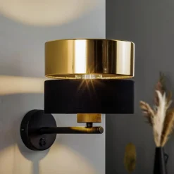 TK Lighting Gang|Pendellamper > Væglampe Hilton, sort/guld