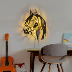 Væglamper ^ Opviq Væglampe Horse, sort, metal, 57 x 41 cm, stikledning