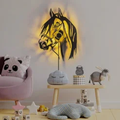 Væglamper ^ Opviq Væglampe Horse, sort, metal, 57 x 41 cm, stikledning