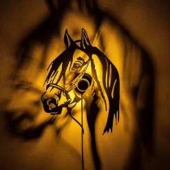 Væglamper ^ Opviq Væglampe Horse, sort, metal, 57 x 41 cm, stikledning