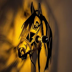 Væglamper ^ Opviq Væglampe Horse, sort, metal, 57 x 41 cm, stikledning