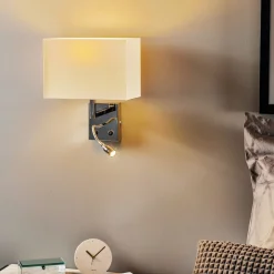 Nowodvorski Lighting Væglamper > Væglampe Hotel LED, hvid, tekstil, 2 lyskilder, LED-læselampe