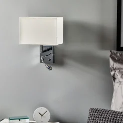 Nowodvorski Lighting Væglamper > Væglampe Hotel LED, hvid, tekstil, 2 lyskilder, LED-læselampe