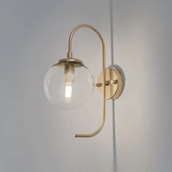 Gang|Pendellamper ^ Opviq Væglampe Jewel, guldfarvet, glas, højde 36 cm, E14