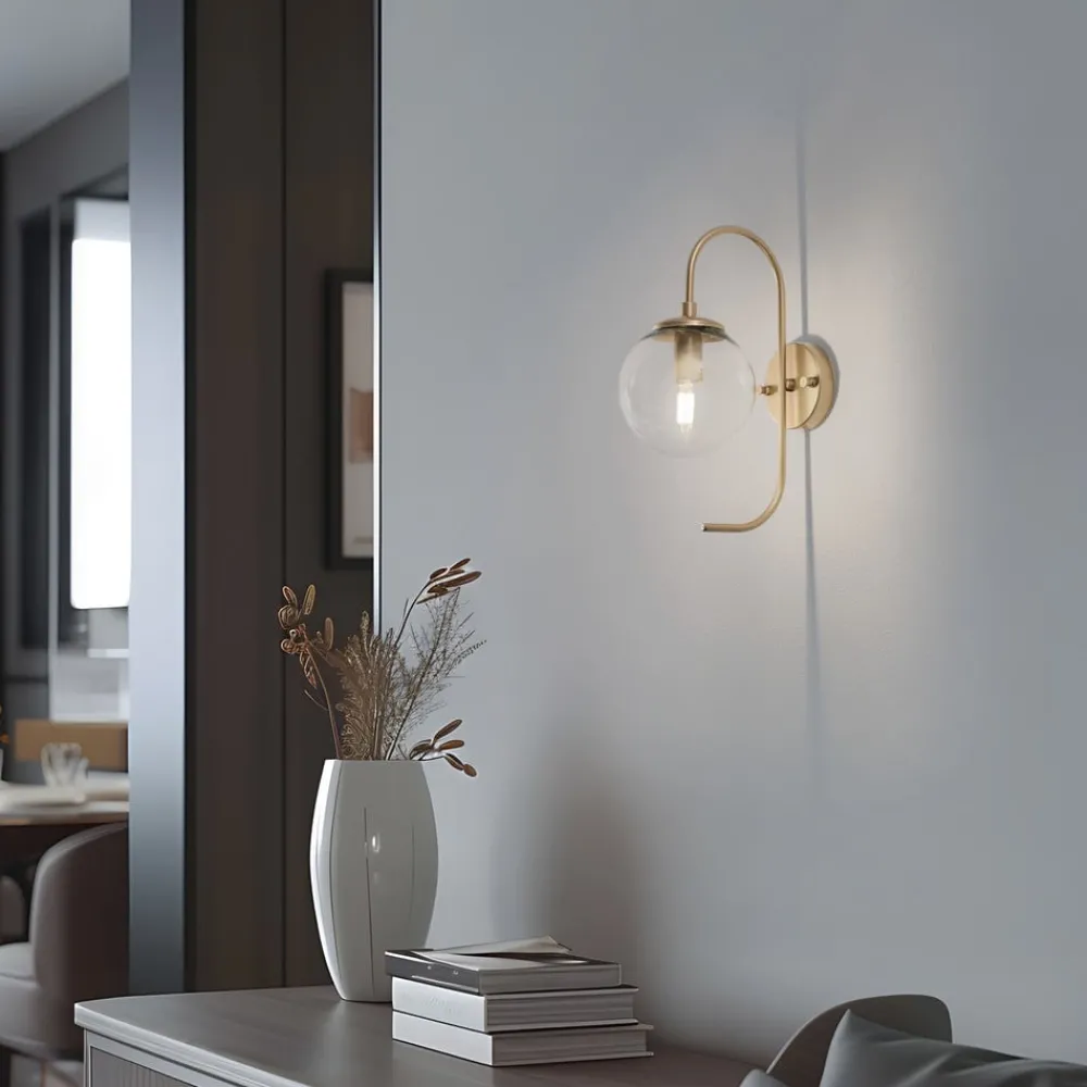 Gang|Pendellamper ^ Opviq Væglampe Jewel, guldfarvet, glas, højde 36 cm, E14