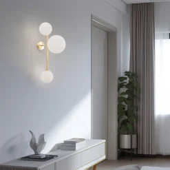 ALDEX Væglamper > Væglampe Joel, messing/hvid, 3 lyskilder