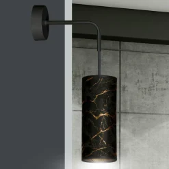 Væglamper ^ EMIBIG LIGHTING Væglampe Joni, tekstil, 1 lyskilde sort marmoreret