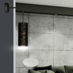Væglamper ^ EMIBIG LIGHTING Væglampe Joni, tekstil, 1 lyskilde sort marmoreret