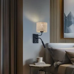 Luminex Væglamper|Væglamper > Væglampe Jovin 1 lyskilde med spot, rattan skærm