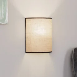 Duolla Gang|Væglamper > Væglampe Jute&black, naturbrun, halvrund