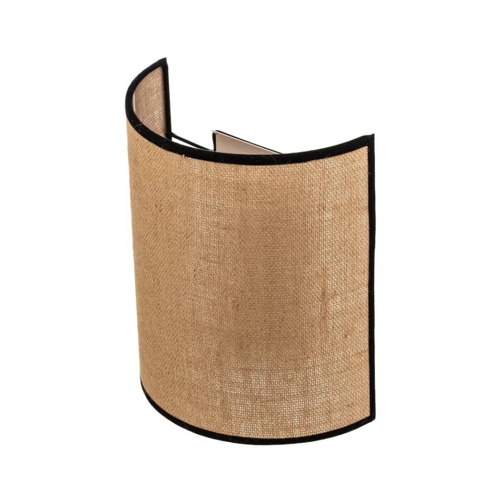 Duolla Gang|Væglamper > Væglampe Jute&black, naturbrun, halvrund