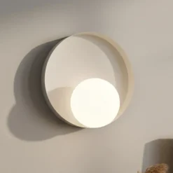 Væglamper|Væglamper ^ EMIBIG LIGHTING Væglampe Kido K1, beige, stål/glas, Ø 20 cm