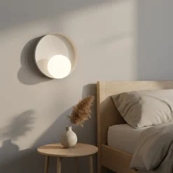 Væglamper|Væglamper ^ EMIBIG LIGHTING Væglampe Kido K1, beige, stål/glas, Ø 20 cm