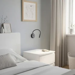 TK Lighting Væglamper > Væglampe Lagos USB, 27 cm, sort, læselampe, G9
