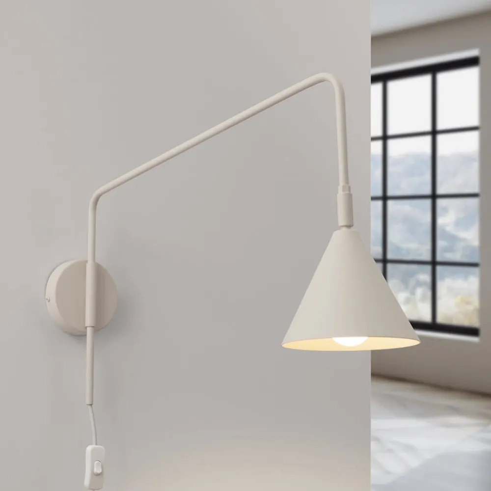 SOLLUX LIGHTING Væglamper|Væglamper > Væglampe LYS, beige, Ø 14 cm, metal, stik, E14