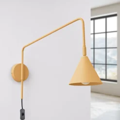 Væglamper|Væglamper ^ SOLLUX LIGHTING Væglampe LYS, guldfarvet, Ø 14 cm, metal, stik, E14