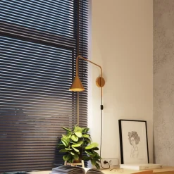 Væglamper|Væglamper ^ SOLLUX LIGHTING Væglampe LYS, guldfarvet, Ø 14 cm, metal, stik, E14