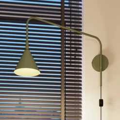 SOLLUX LIGHTING Pendellamper|Væglamper > Væglampe LYS, olivengrøn, Ø 14 cm, metal, stik, E14