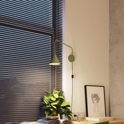 SOLLUX LIGHTING Pendellamper|Væglamper > Væglampe LYS, olivengrøn, Ø 14 cm, metal, stik, E14