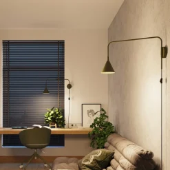 SOLLUX LIGHTING Pendellamper|Væglamper > Væglampe LYS, olivengrøn, Ø 14 cm, metal, stik, E14