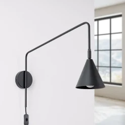 SOLLUX LIGHTING Pendellamper|Væglamper > Væglampe LYS, sort, Ø 14 cm, metal, stik, E14