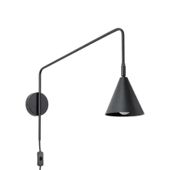 SOLLUX LIGHTING Pendellamper|Væglamper > Væglampe LYS, sort, Ø 14 cm, metal, stik, E14