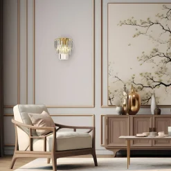 Milagro Lighting Væglamper > Væglampe Milano, højde 27 cm, guld/krystal, glas, 2 x E14