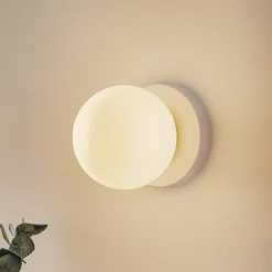 Gang|Pendellamper ^ EMIBIG LIGHTING Væglampe Minerva K1, hvid, Ø 15 cm, glas/metal