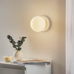 Gang|Pendellamper ^ EMIBIG LIGHTING Væglampe Minerva K1, hvid, Ø 15 cm, glas/metal