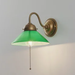 Berliner Messinglampen Væglamper|Væglamper > Væglampen KONRAD med grøn lampeskærm