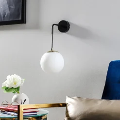 Væglamper ^ EMIBIG LIGHTING Væglampe Ognis K1 med kugleformet skærm, sort/guld