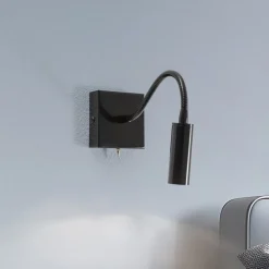Argon Væglamper|Væglamper > Væglampe Ojos, sort, læselampe, justerbar, 33 cm, G9