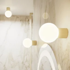 Væg- Og Spejllamper ^ SOLLUX LIGHTING Væglampe ORBI, beige, glas/metal, Ø 12 cm, IP44, G9
