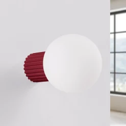 Gang|Pendellamper ^ SOLLUX LIGHTING Væglampe ORBI, mørkerød, glas/metal, Ø 12 cm, IP44, G9