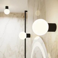 SOLLUX LIGHTING Væglamper > Væglampe ORBI, sort, glas/metal, Ø 12 cm, IP44, G9