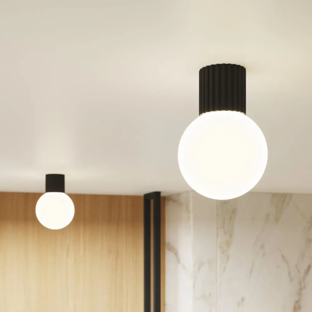 SOLLUX LIGHTING Væglamper > Væglampe ORBI, sort, glas/metal, Ø 12 cm, IP44, G9