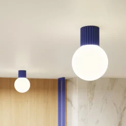 SOLLUX LIGHTING Gang|Pendellamper > Væglampe ORBI, ultramarin, glas/metal, Ø 12 cm, IP44, G9