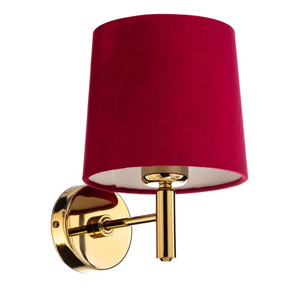 Argon Væglamper > Væglampe Polo, tekstilskærm, messing/pink