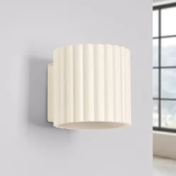 Væglamper|Væglamper ^ SOLLUX LIGHTING Væglampe RIBLA, beige, Ø 10 cm, metal, G9