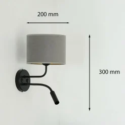 Væglamper|Væglamper ^ Duolla Væglampe Roller, fløjl grå, sort, med læselampe