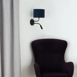 Duolla Væglamper > Væglampe Roller, fløjl mørkeblå, sort, med læselampe