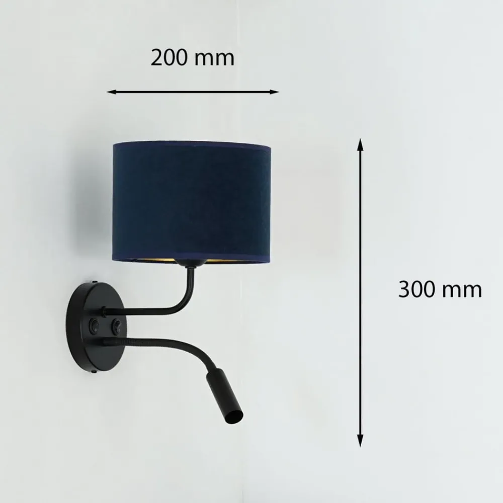 Duolla Væglamper > Væglampe Roller, fløjl mørkeblå, sort, med læselampe