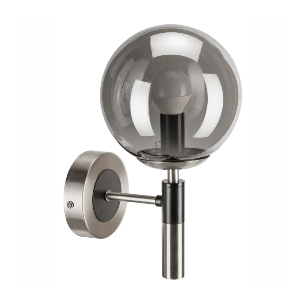 Væglamper ^ Lamkur Væglampe Rollo, Ø 15 cm, røggrå, glas/metal