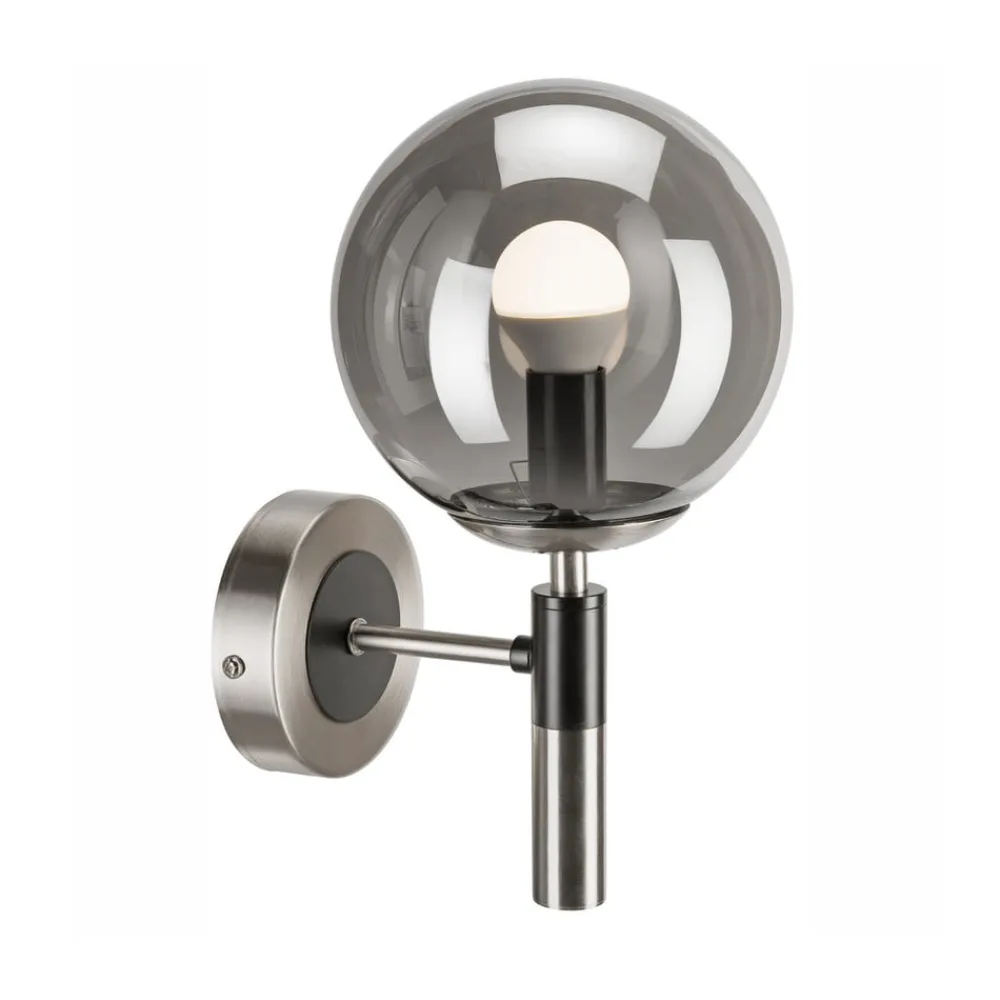 Væglamper ^ Lamkur Væglampe Rollo, Ø 15 cm, røggrå, glas/metal