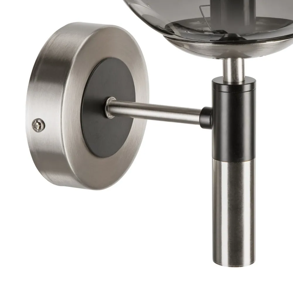 Væglamper ^ Lamkur Væglampe Rollo, Ø 15 cm, røggrå, glas/metal