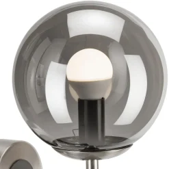 Væglamper ^ Lamkur Væglampe Rollo, Ø 15 cm, røggrå, glas/metal