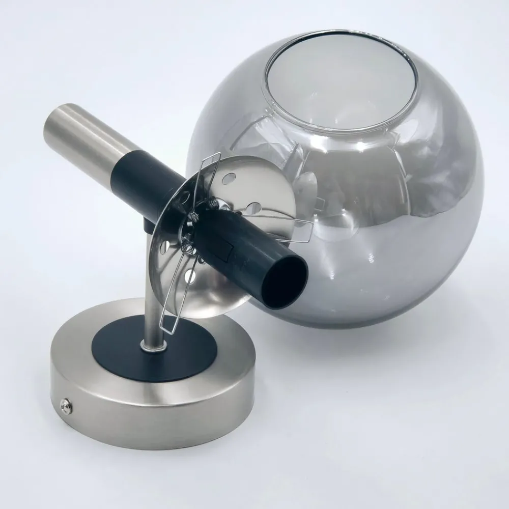 Væglamper ^ Lamkur Væglampe Rollo, Ø 15 cm, røggrå, glas/metal