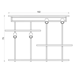 Væglamper|Væglamper ^ Luminex Væglampe Shelf, sort, bredde 102 cm, træ, 4 lyskilder.