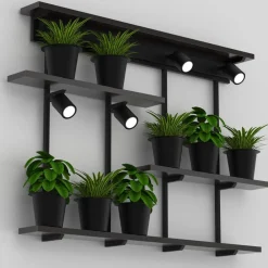 Væglamper|Væglamper ^ Luminex Væglampe Shelf, sort, bredde 102 cm, træ, 4 lyskilder.